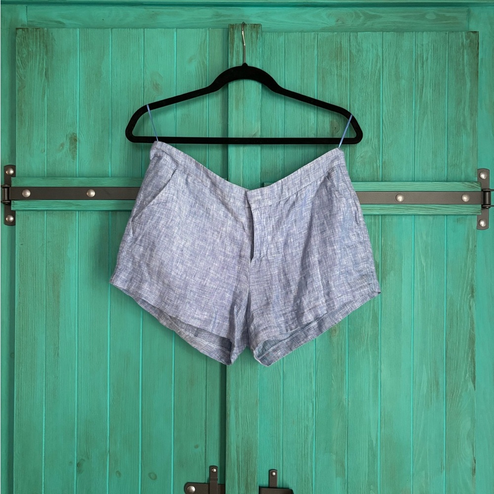 Joie Light Blue Linen-Blend Shorts